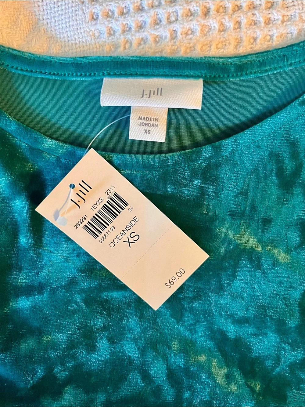NWT NEW J. Jill Velvet Long-Sleeve Women’s Top in Teal - Picture 4 of 8
